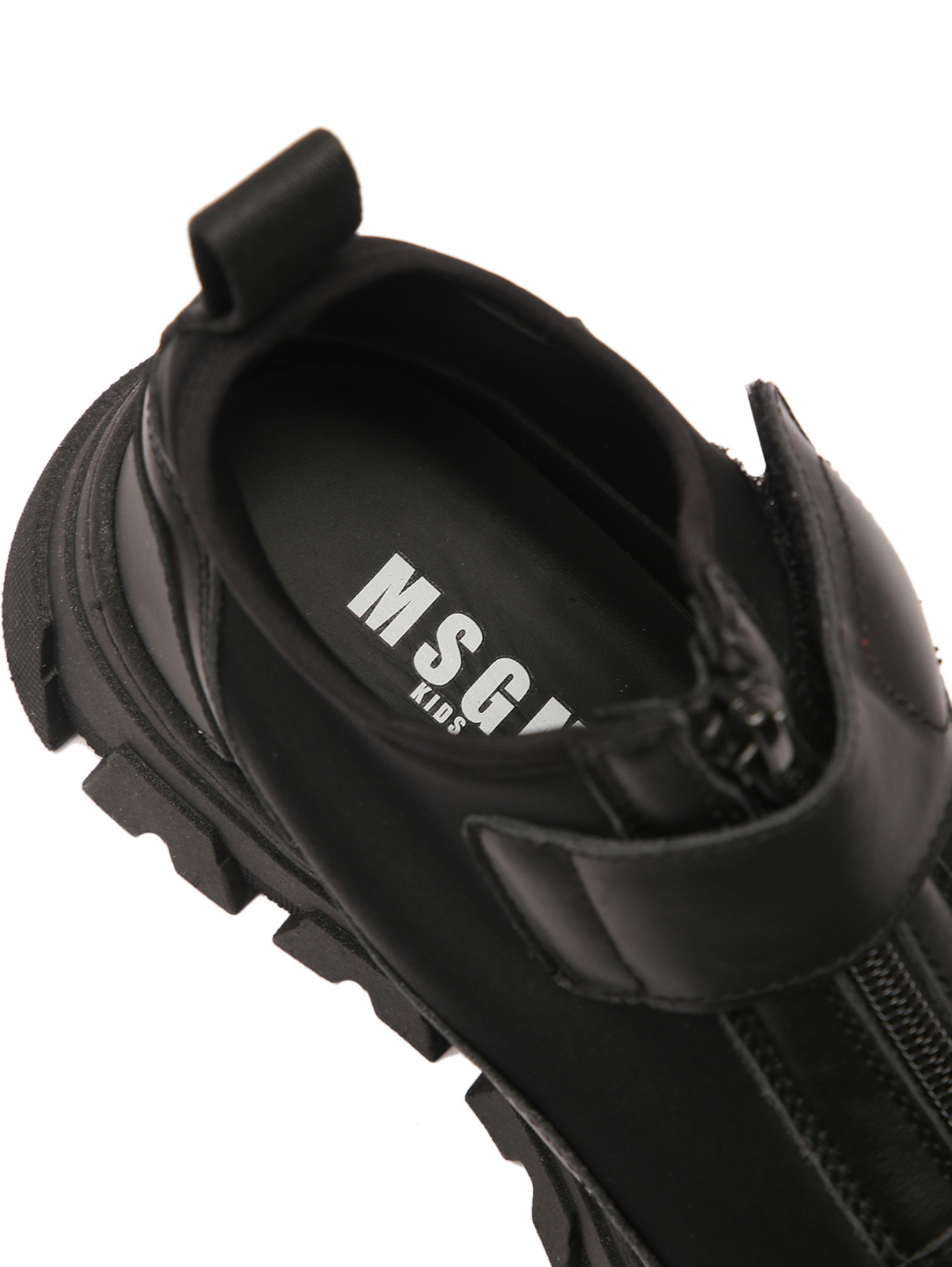 Ботинки из кожи и текстиля на молнии MSGM  –  Деталь1  – Цвет:  Черный