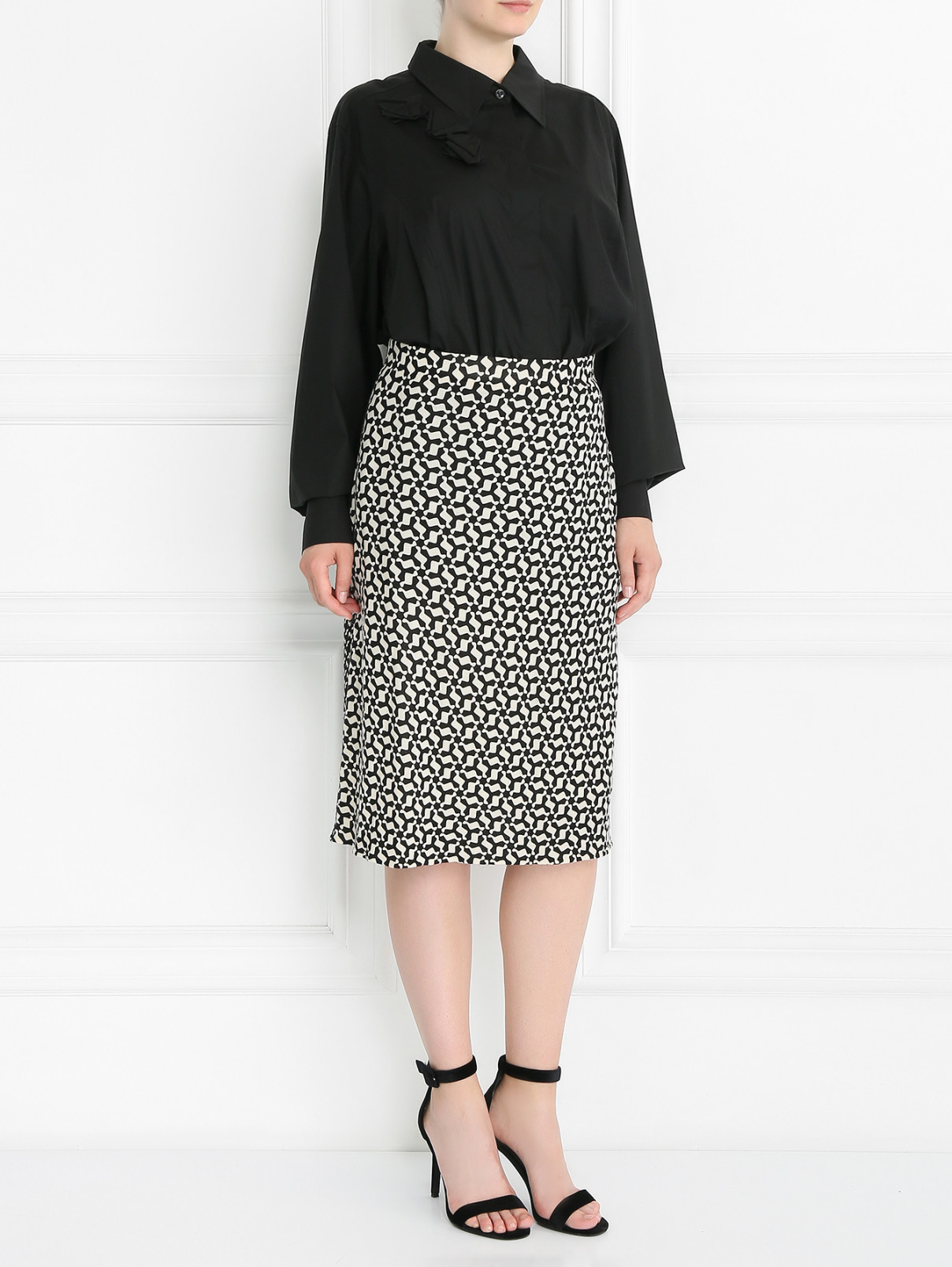 Шерстяная юбка с графическим узором Marina Rinaldi  –  Модель Общий вид  – Цвет:  Узор