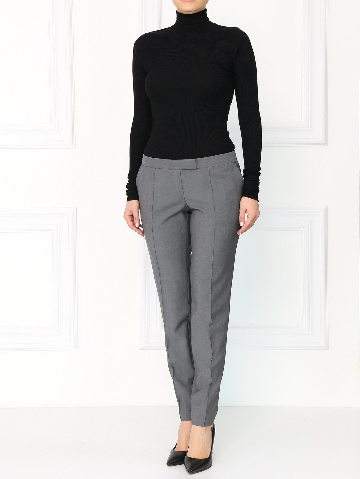 Узкие брюки из шерсти Barbara Bui  –  Модель Общий вид  – Цвет:  Серый