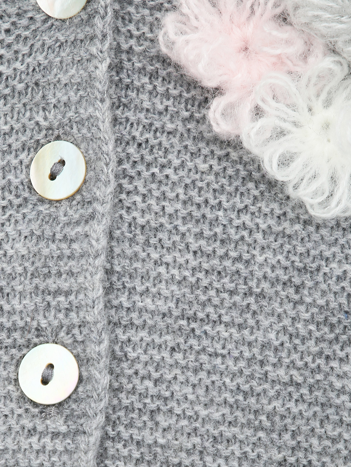 Кардиган из шерсти и вискозы с декором Aletta  –  Деталь  – Цвет:  Серый