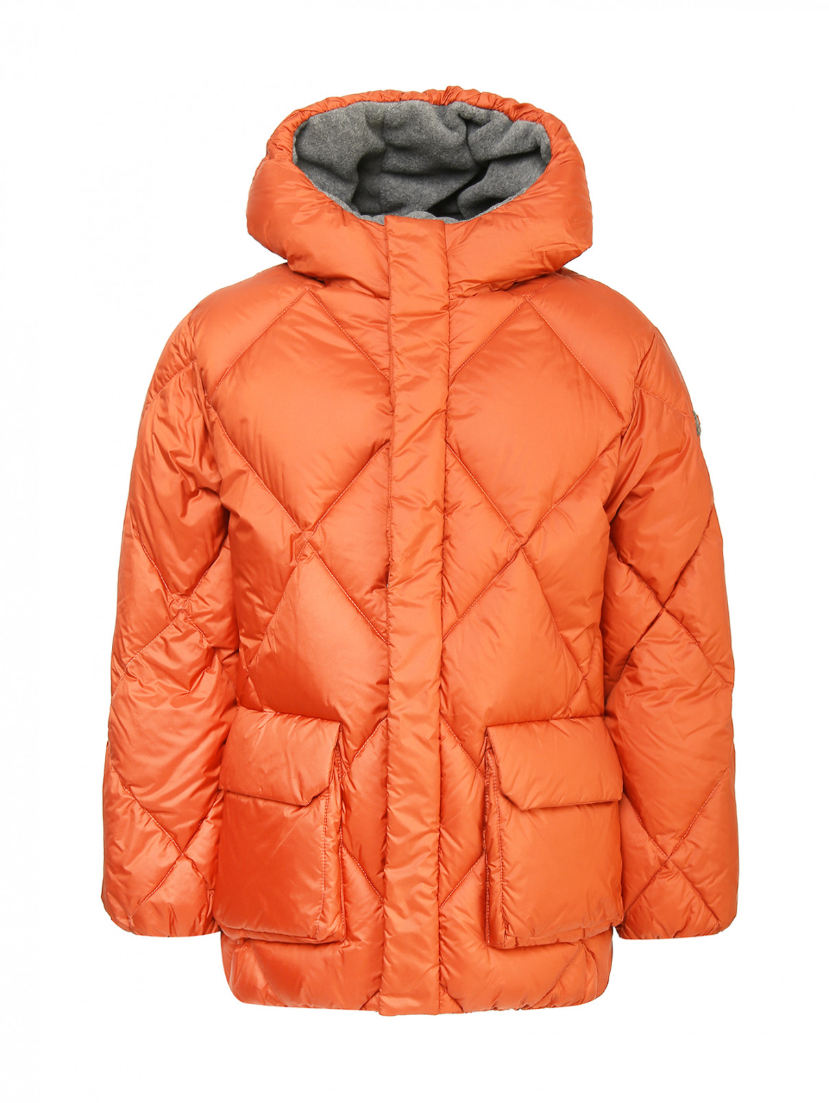 Пуховая куртка с накладными карманами Il Gufo  –  Общий вид  – Цвет:  Оранжевый