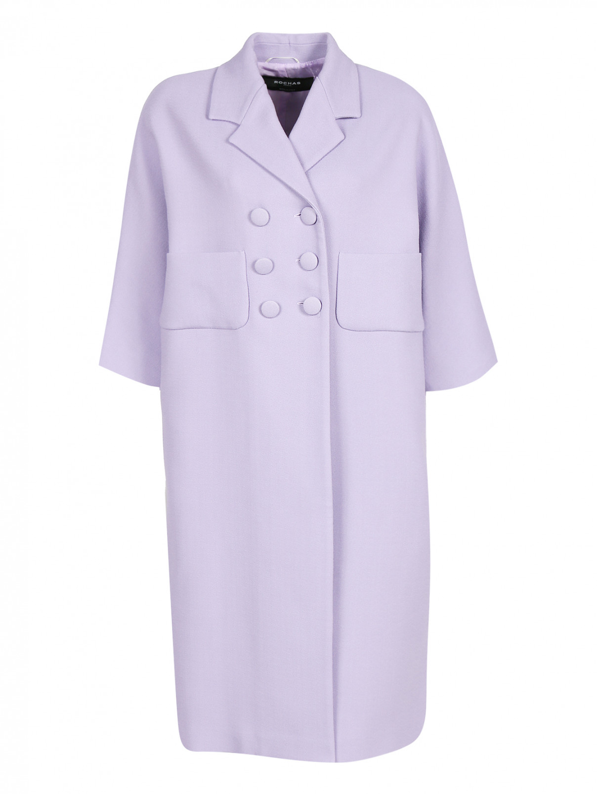 Пальто свободного кроя с рукавами 3/4 Rochas  –  Общий вид  – Цвет:  Фиолетовый
