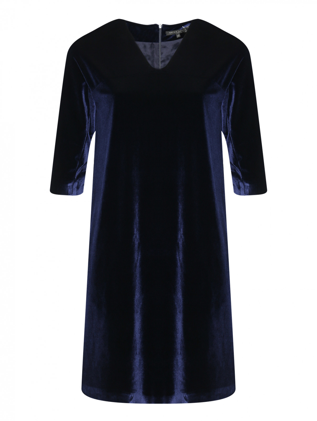 Платье из бархата свободного кроя Brian Dales  –  Общий вид  – Цвет:  Синий