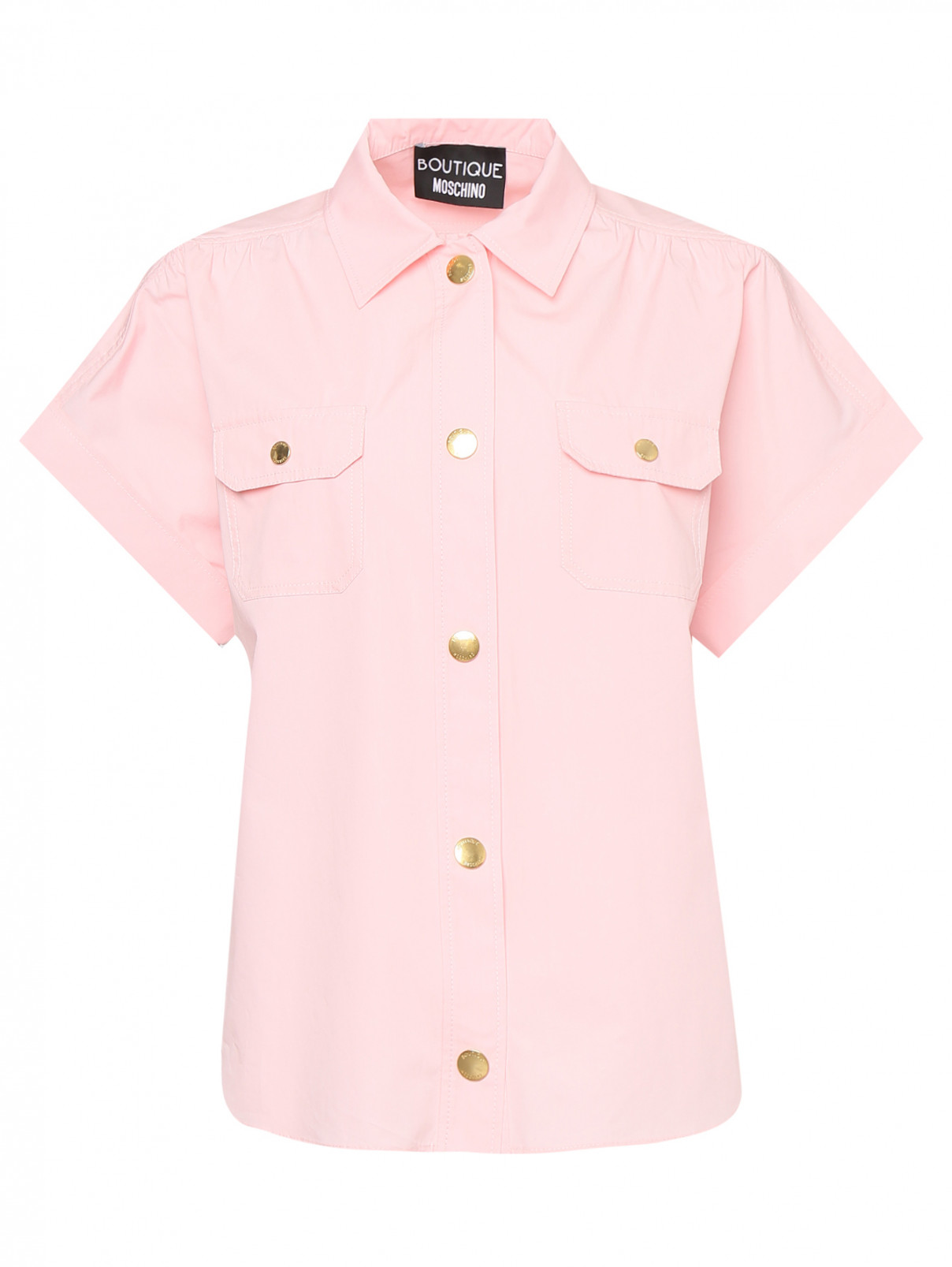 Рубашка из хлопка с коротким рукавом Moschino Boutique  –  Общий вид  – Цвет:  Розовый