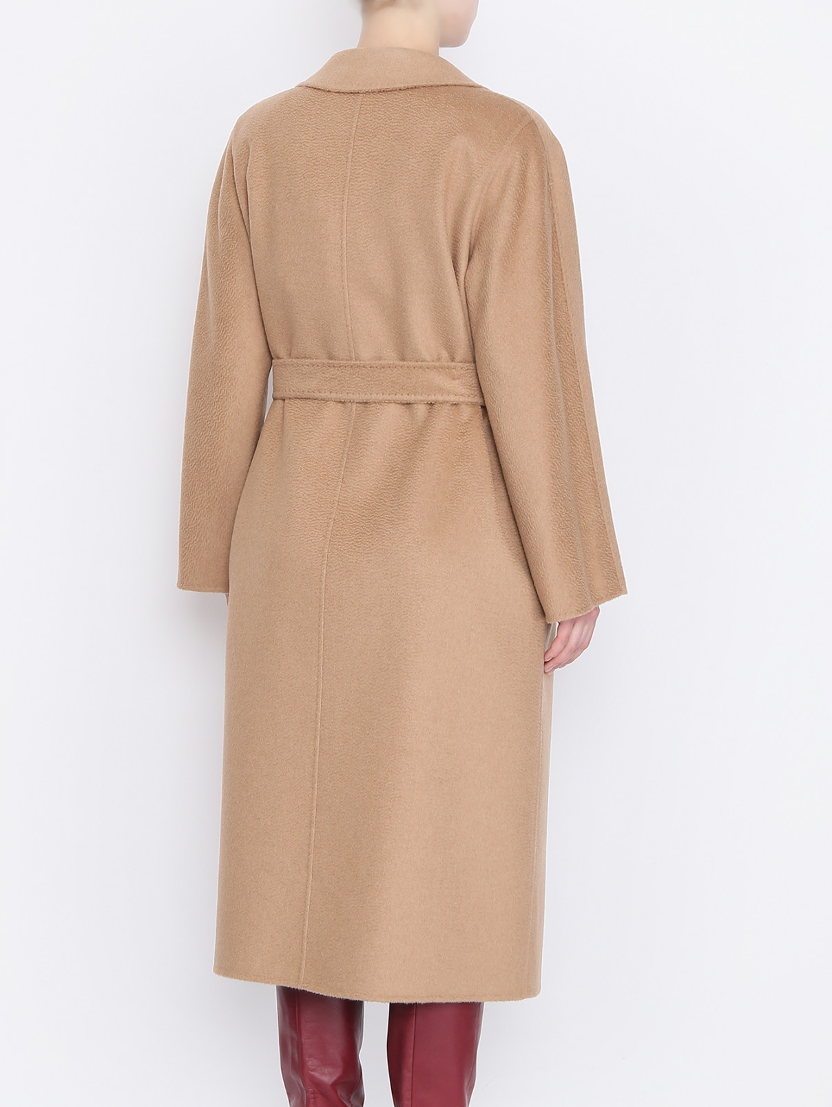 Пальто из шерсти с поясом Marina Rinaldi  –  МодельВерхНиз1  – Цвет:  Бежевый