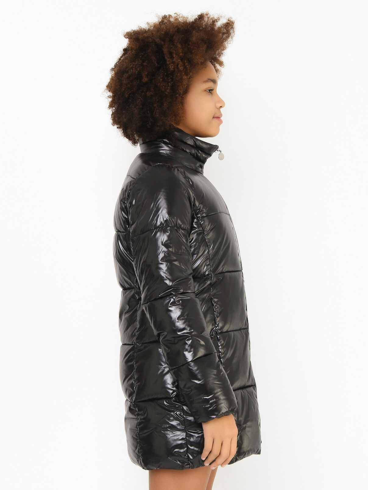 Удлиненная куртка с принтом EA 7  –  МодельВерхНиз2  – Цвет:  Черный