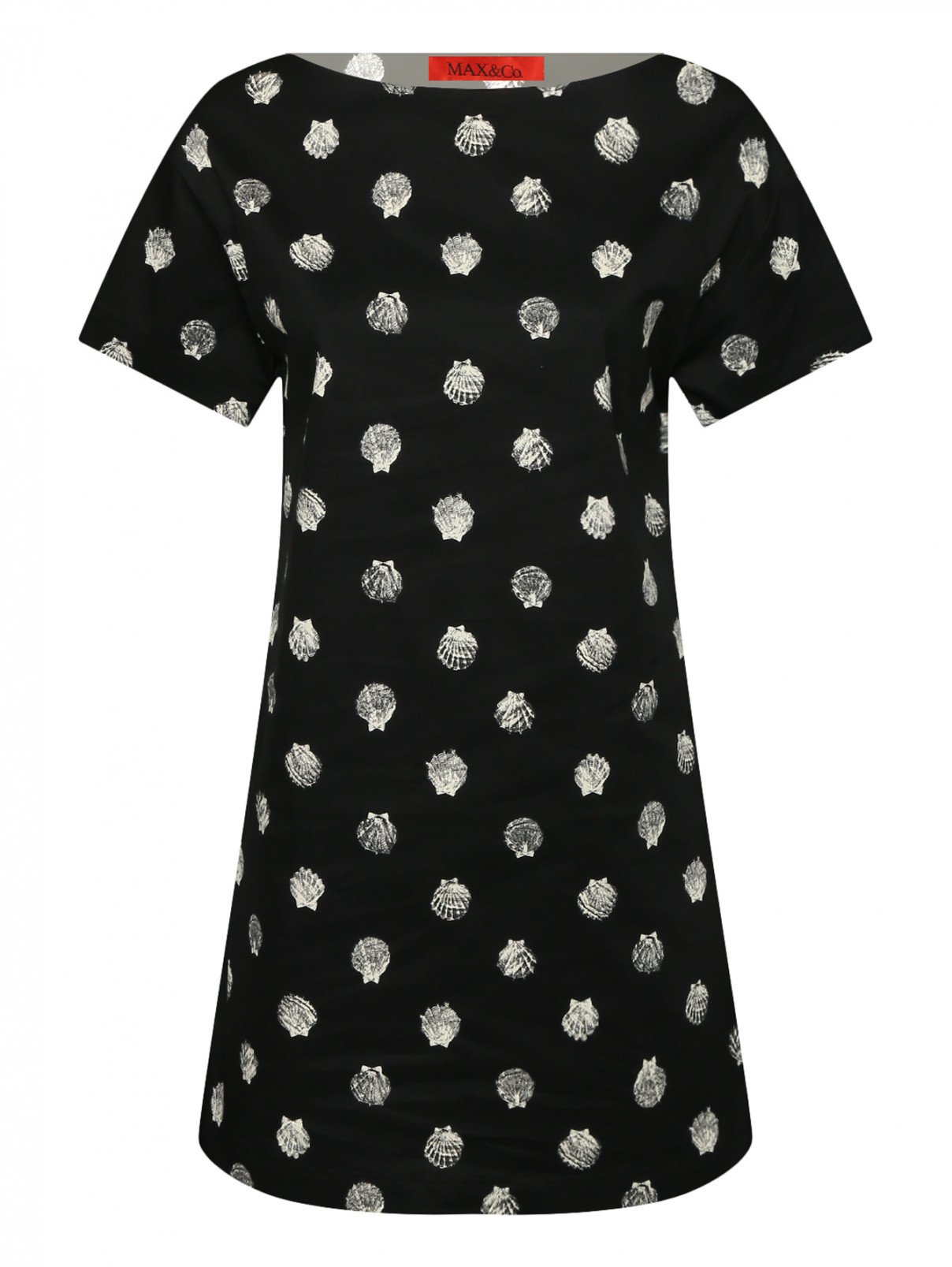 Платье хлопковое прямого кроя Max&Co  –  Общий вид  – Цвет:  Черный