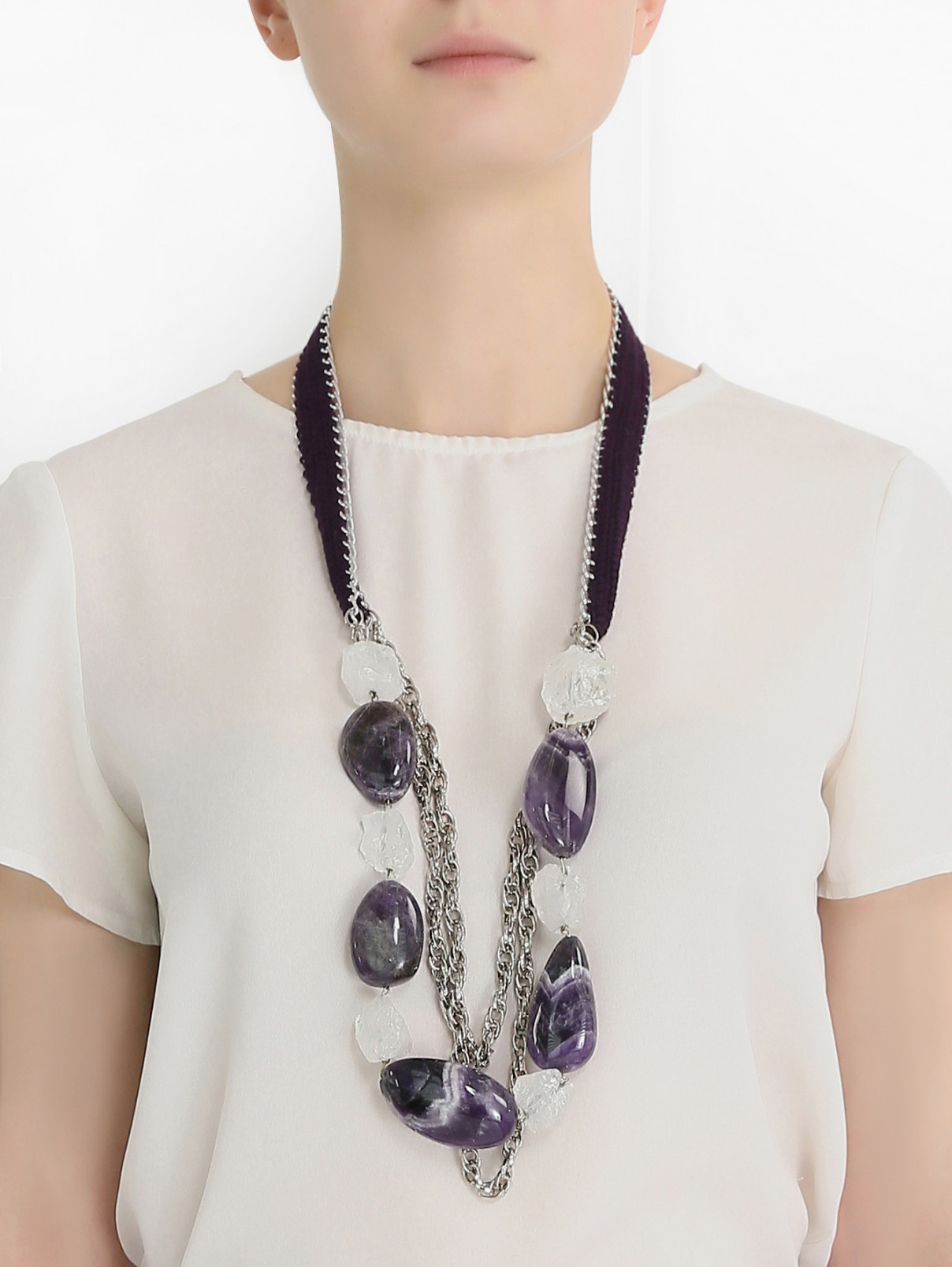 Ожерелье из металла с камнями Inga Kazumyan  –  Модель Верх-Низ  – Цвет:  Фиолетовый