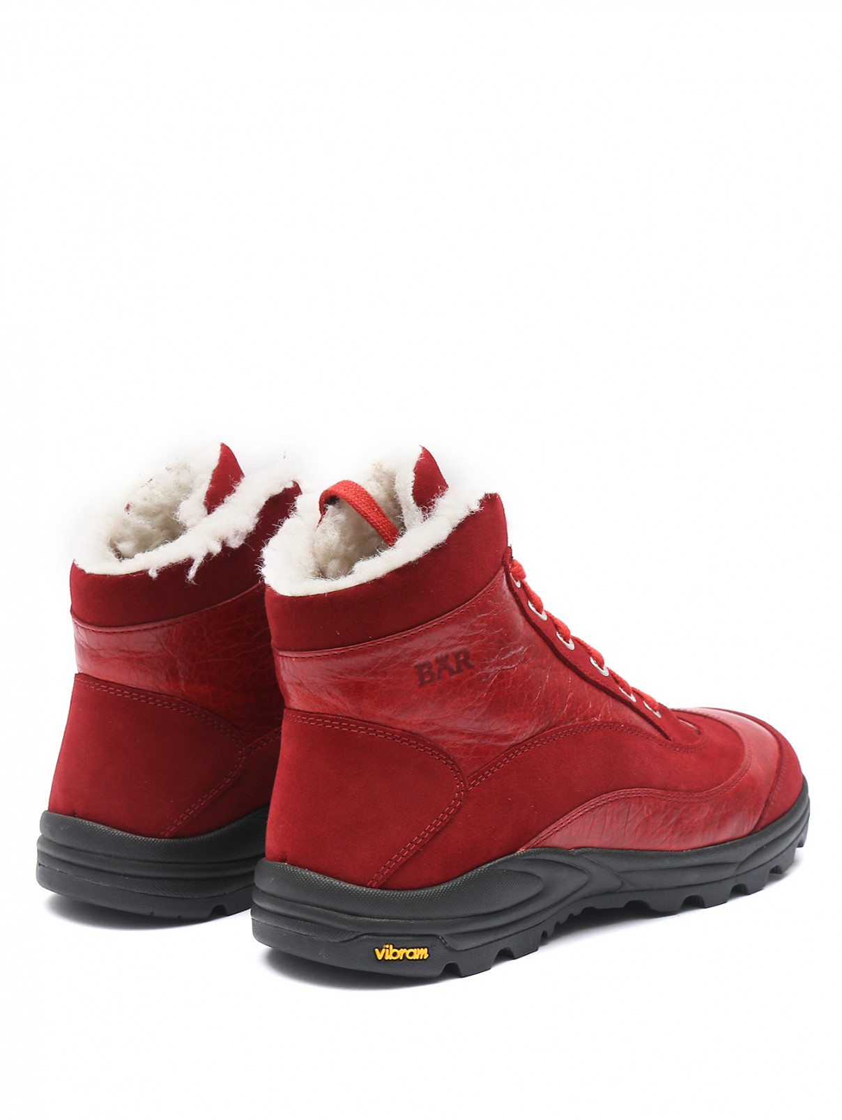 Ботинки из кожи и замши на шнурках BAER  –  Обтравка2  – Цвет:  Красный