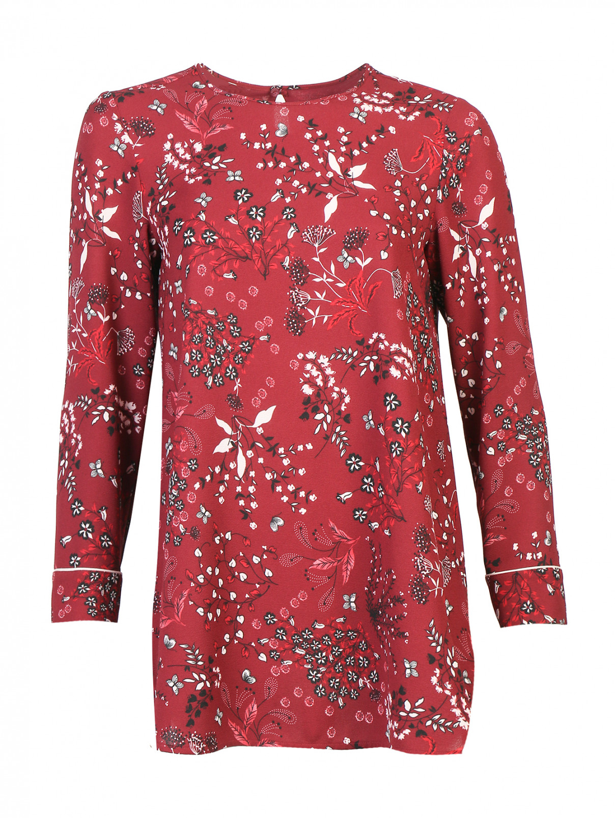 Блуза свободного кроя с узором Max Mara  –  Общий вид  – Цвет:  Красный