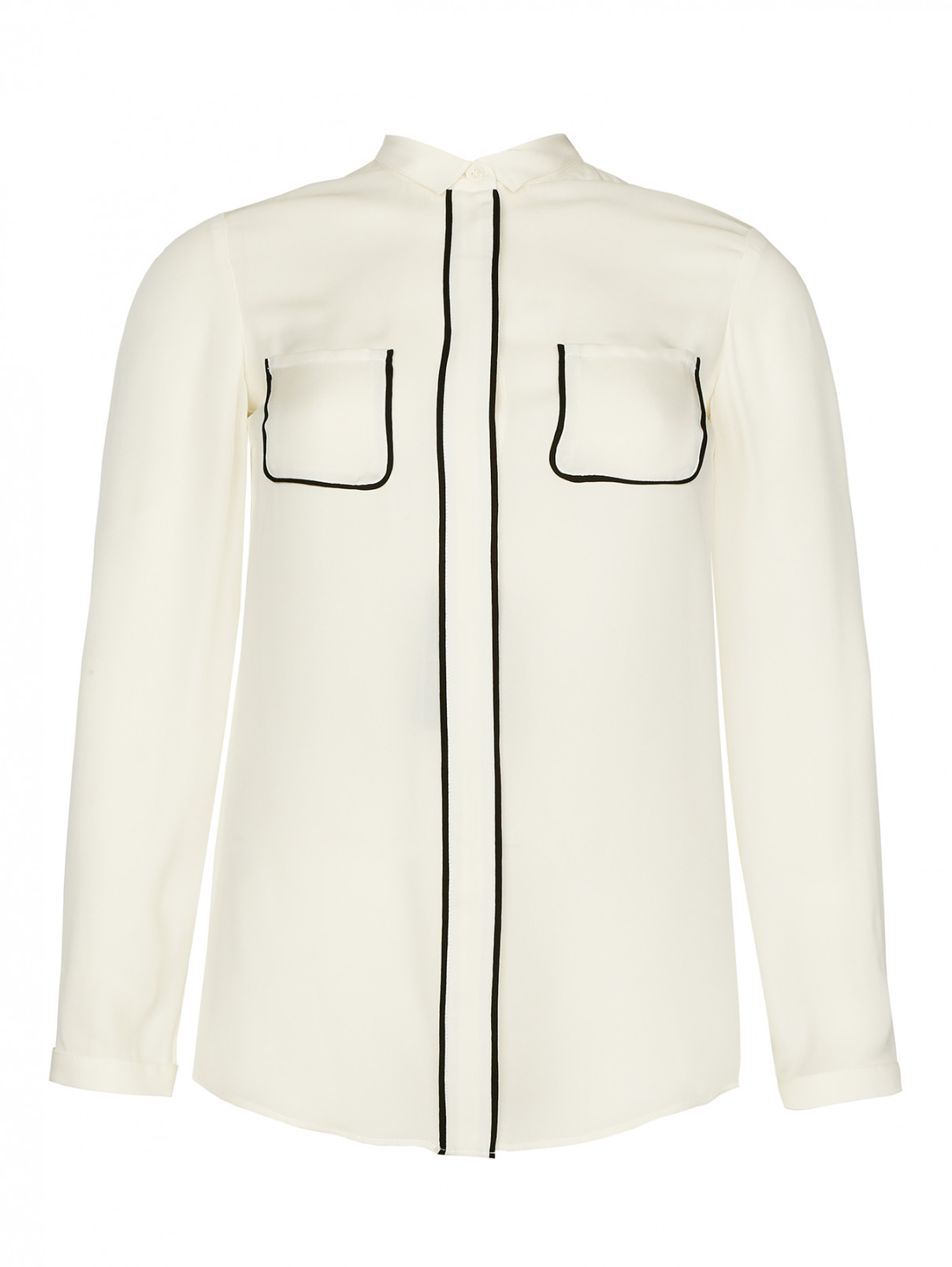 Рубашка из шелка-крепдешина с карманами Emporio Armani  –  Общий вид  – Цвет:  Белый