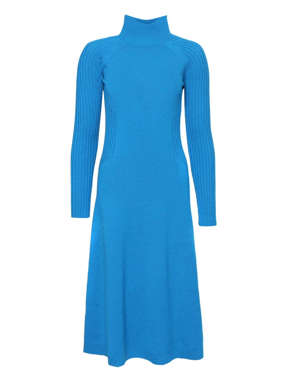 Платье-миди  из шерсти Sportmax  –  Общий вид  – Цвет:  Синий