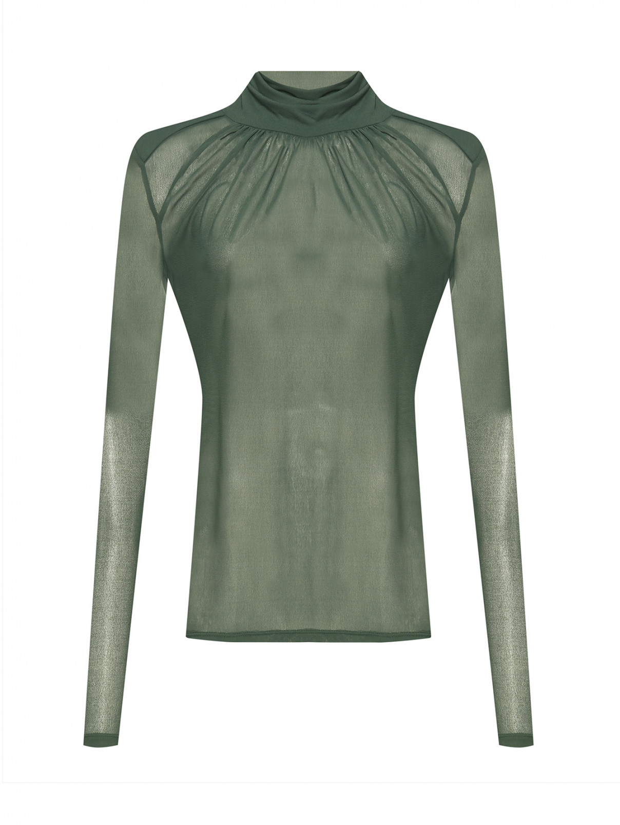 Блуза с подплечниками и драпировкой Patrizia Pepe  –  Общий вид  – Цвет:  Зеленый