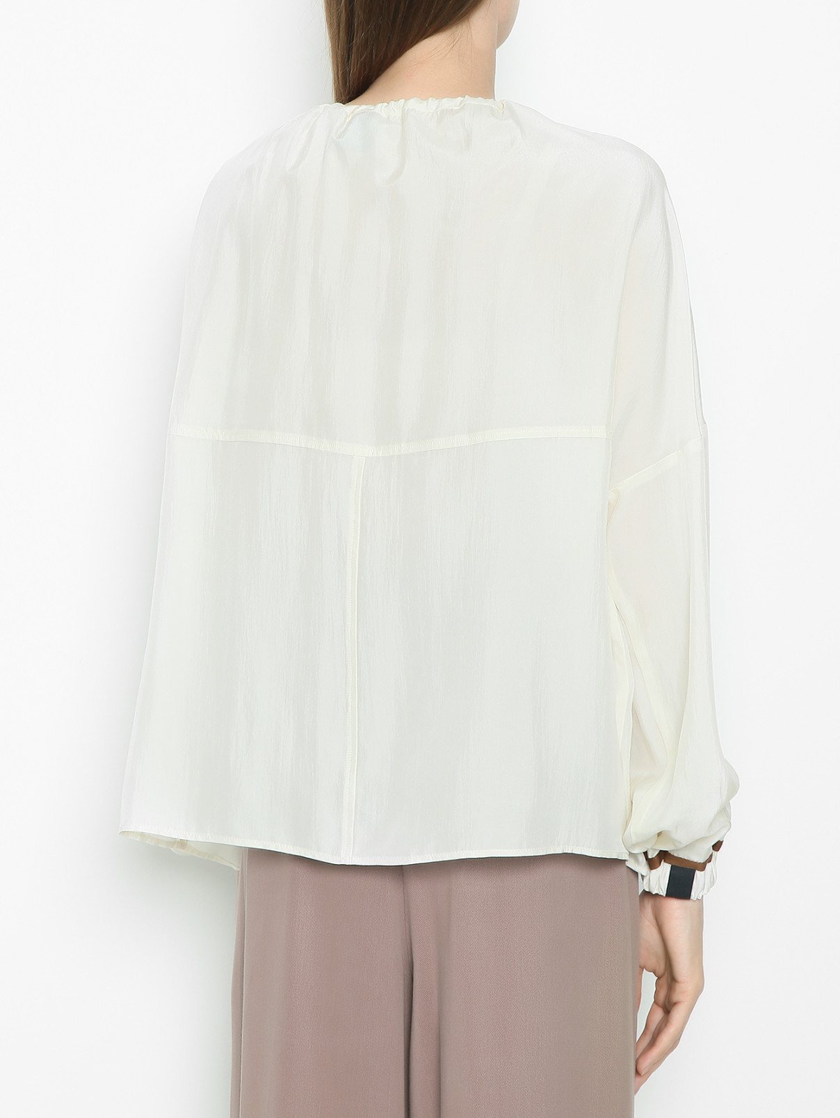Блуза из шелка свободного кроя Alysi  –  МодельВерхНиз1  – Цвет:  Белый