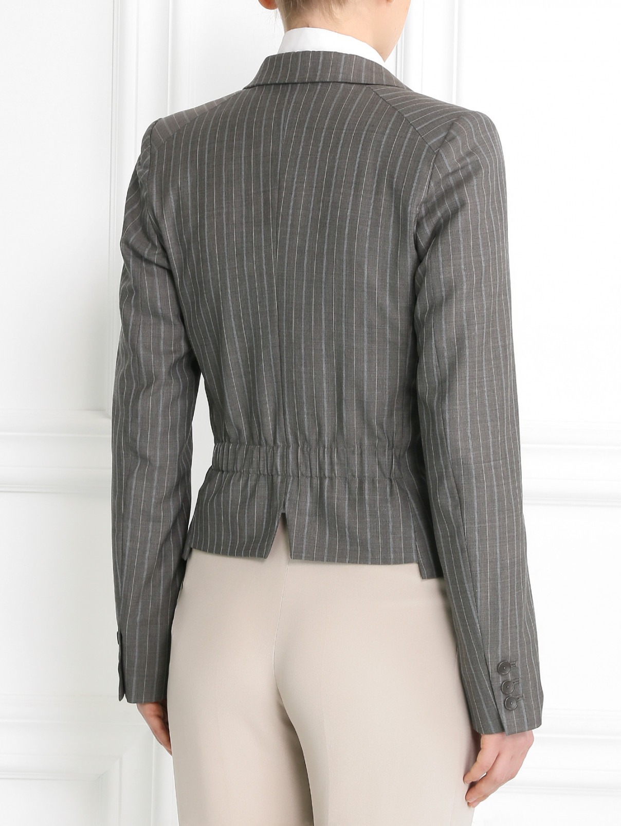 Пиджак из шерсти с узором "полоска" Veronique Branquinho  –  Модель Верх-Низ1  – Цвет:  Серый