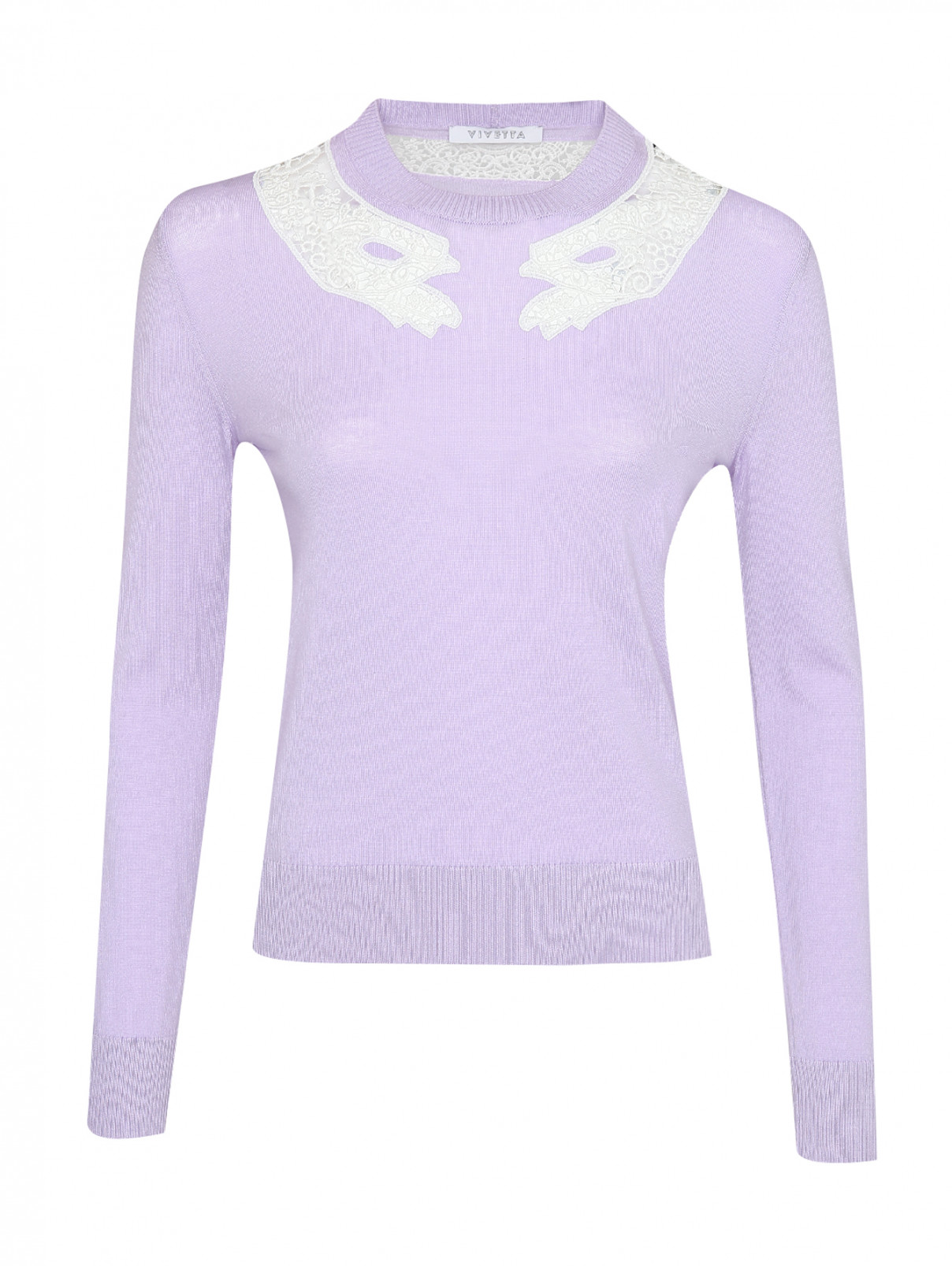 Джемпер шерстяной с кружевным декором Vivetta  –  Общий вид  – Цвет:  Фиолетовый