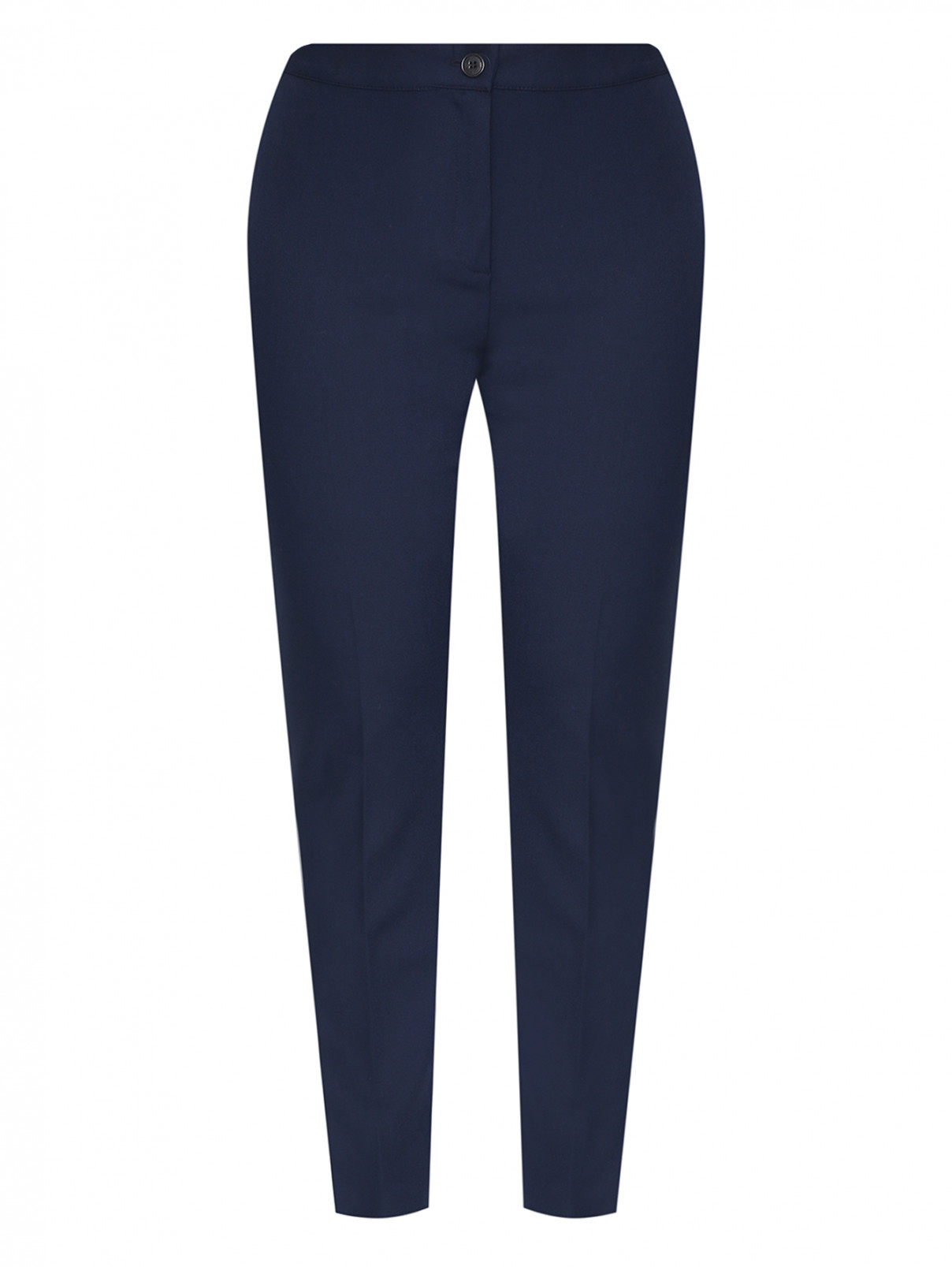 Укороченные брюки однотонные Marina Rinaldi  –  Общий вид  – Цвет:  Синий