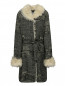 Пальто с узором декорированное искусственным мехом Roma e Toska  –  Общий вид