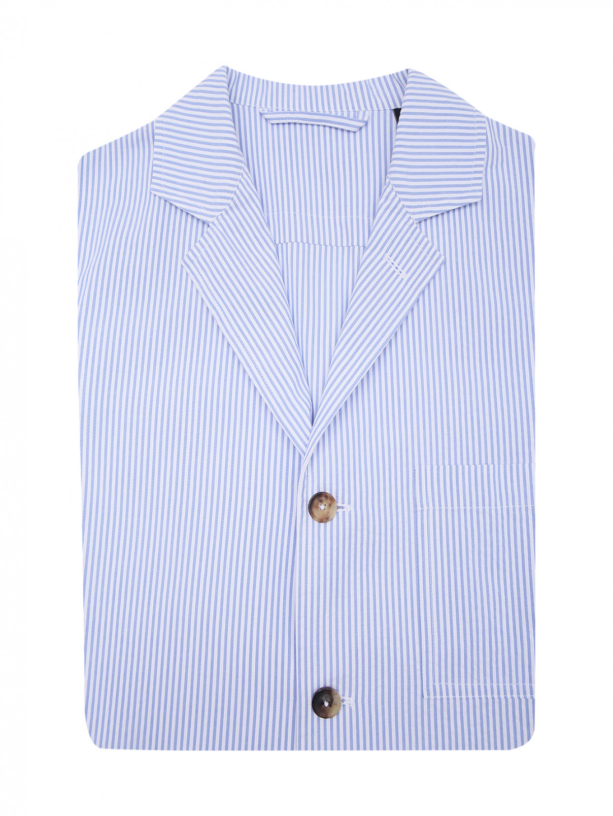 Рубашка из хлопка с узором полоска LARDINI  –  Общий вид  – Цвет:  Синий