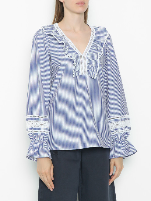 Блуза из хлопка с кружевной отделкой Max&Co - МодельВерхНиз