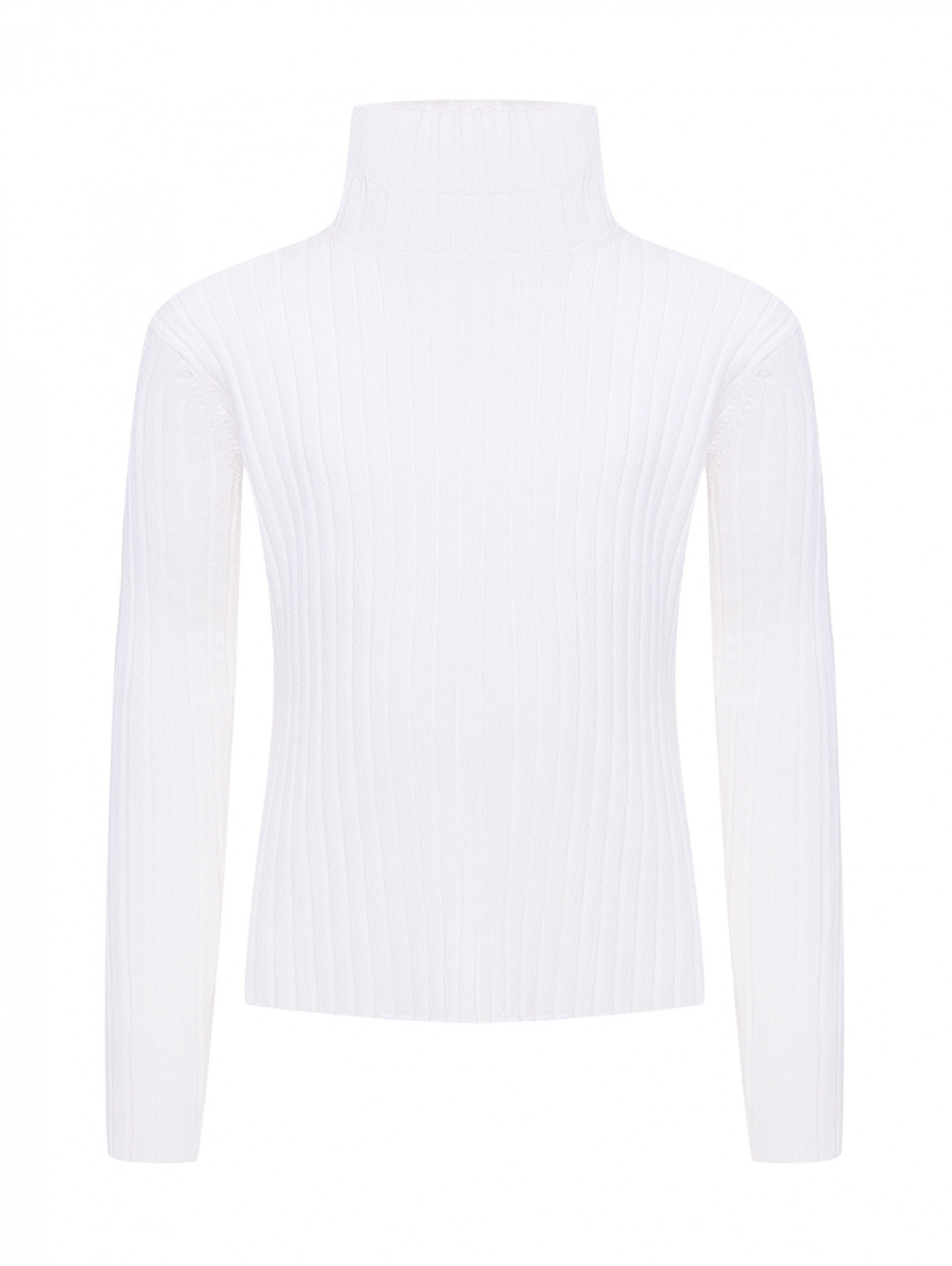 Однотонная водолазка в рубчик Aletta Couture  –  Общий вид  – Цвет:  Белый
