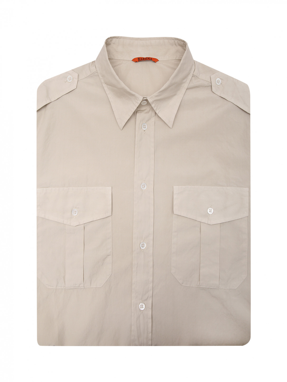 Рубашка из хлопка с короткими рукавами Barena  –  Общий вид  – Цвет:  Бежевый