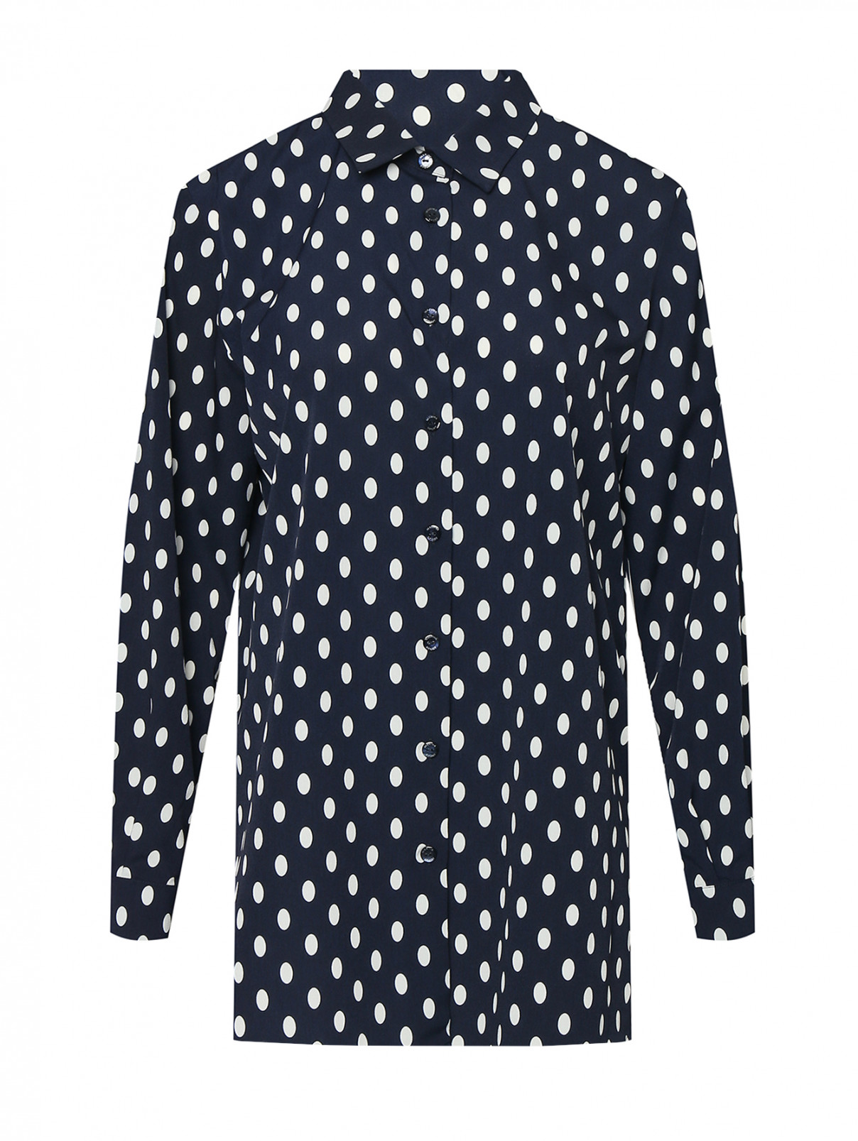 Блуза с узором горох Marina Rinaldi  –  Общий вид  – Цвет:  Черный