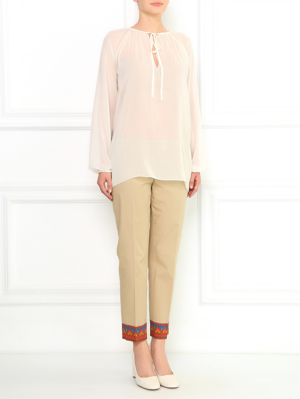 Шелковая блуза свободного кроя Jean Paul Gaultier  –  Модель Общий вид  – Цвет:  Белый