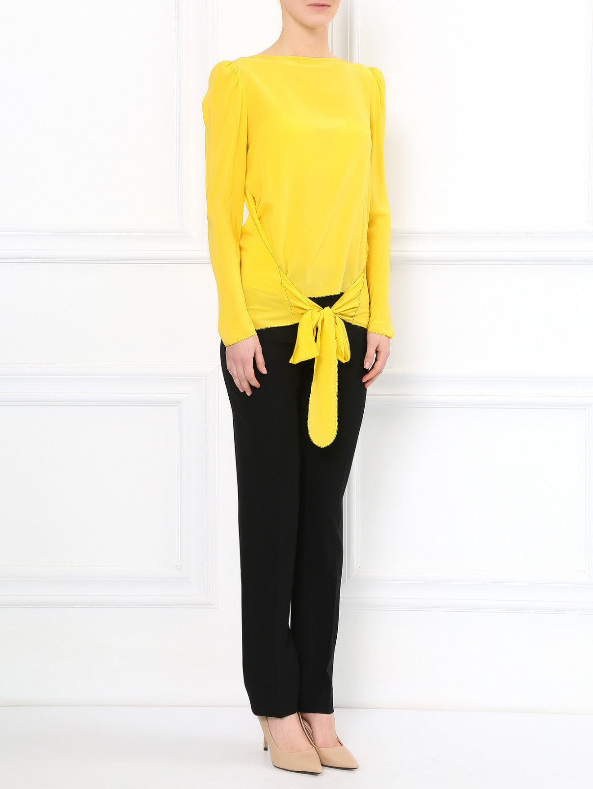 Блуза из шелка с объемнми рукавами See by Chloe  –  Модель Общий вид  – Цвет:  Желтый