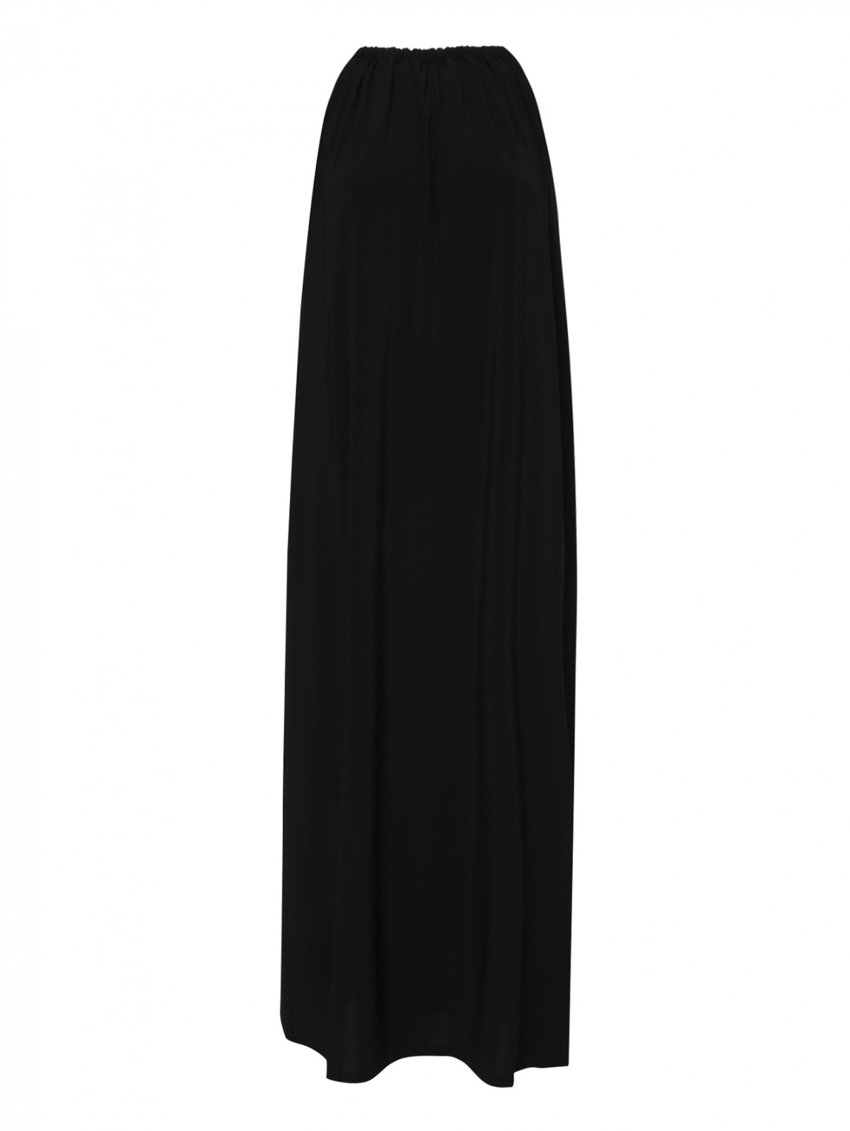 Платье из вискозы, со сборкой Max Mara  –  Общий вид  – Цвет:  Черный