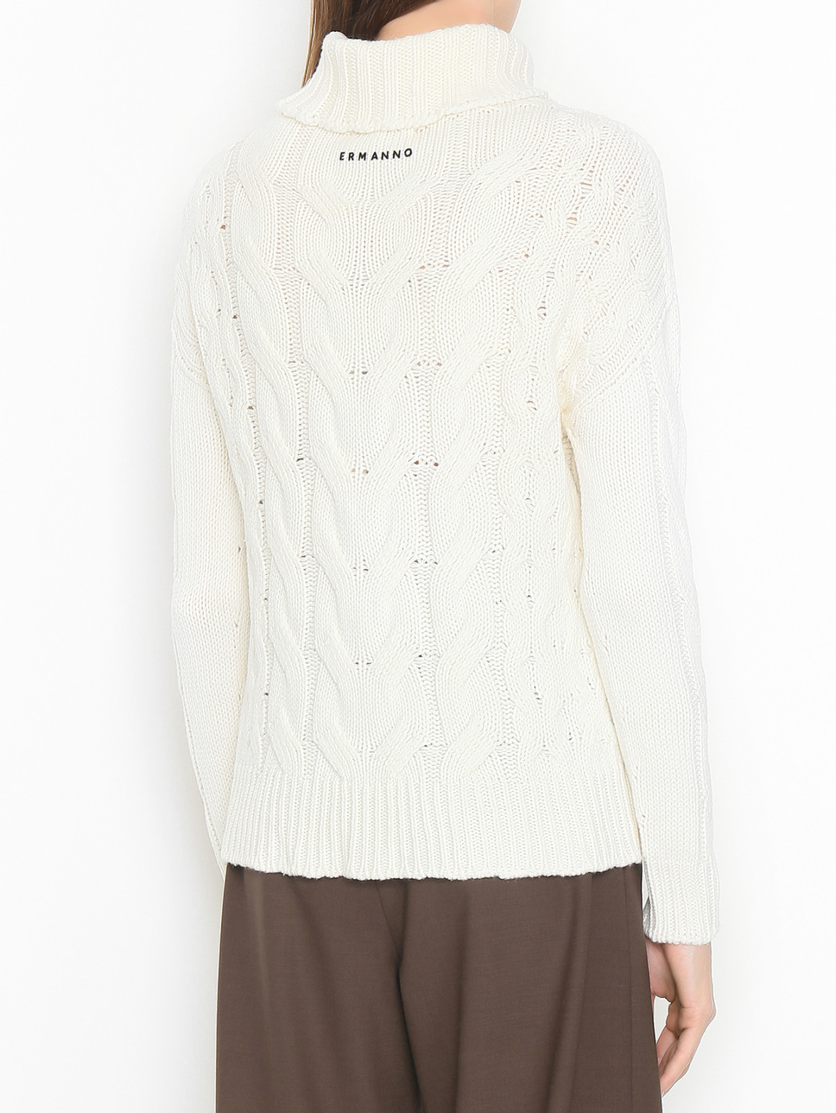 Однотонный свитер из шерсти Ermanno Firenze  –  МодельВерхНиз1  – Цвет:  Белый