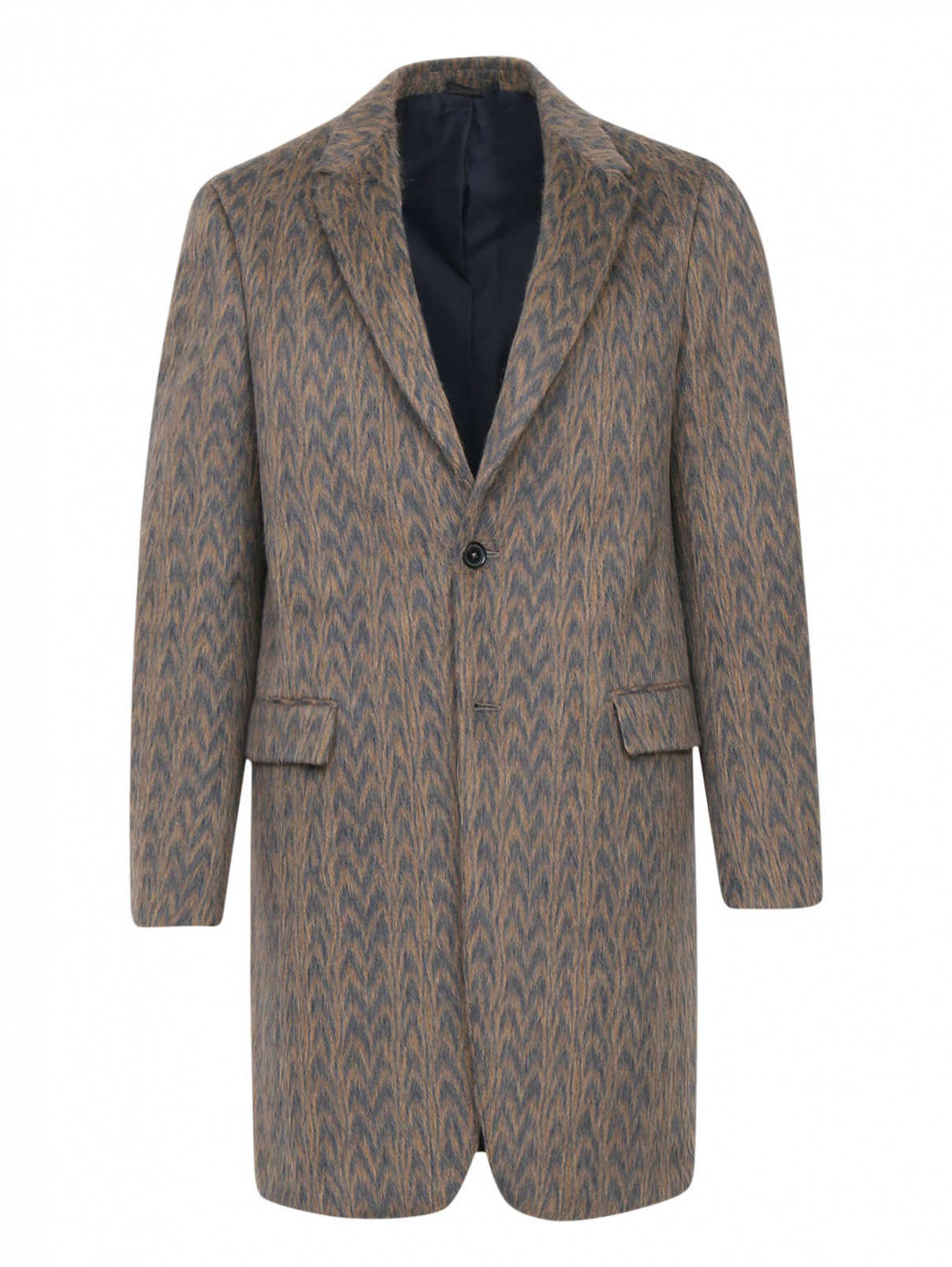 Пальто из шерсти с узором Jil Sander  –  Общий вид  – Цвет:  Бежевый