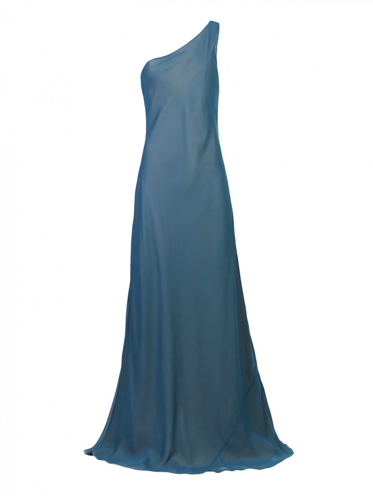 Платье-макси асимметричного кроя Alberta Ferretti  –  Общий вид  – Цвет:  Синий
