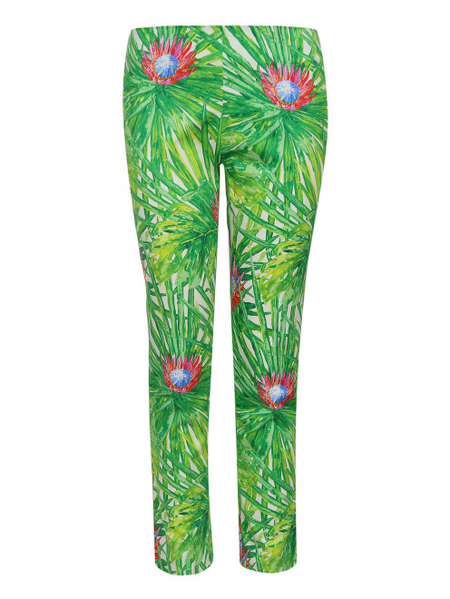 Укороченные брюки из хлопка с цветочным узором - Общий вид