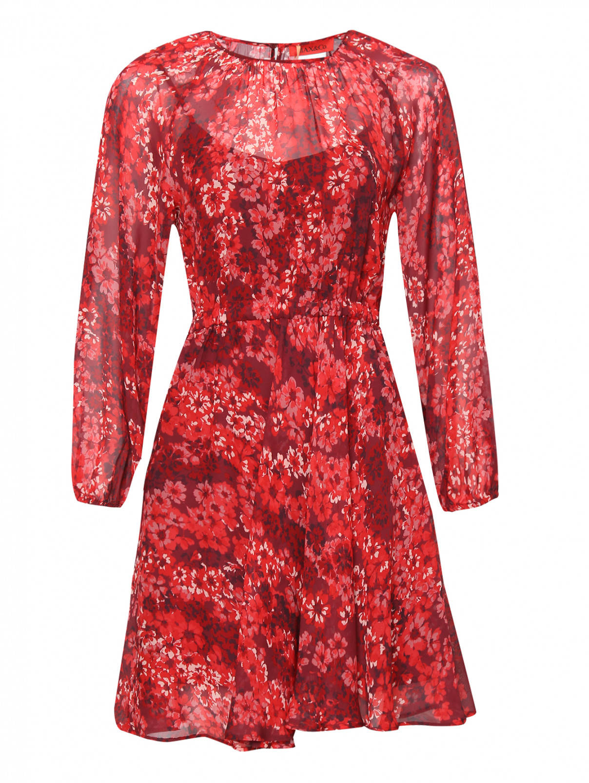 Платье-мини с цветочным узором Max&Co  –  Общий вид  – Цвет:  Красный