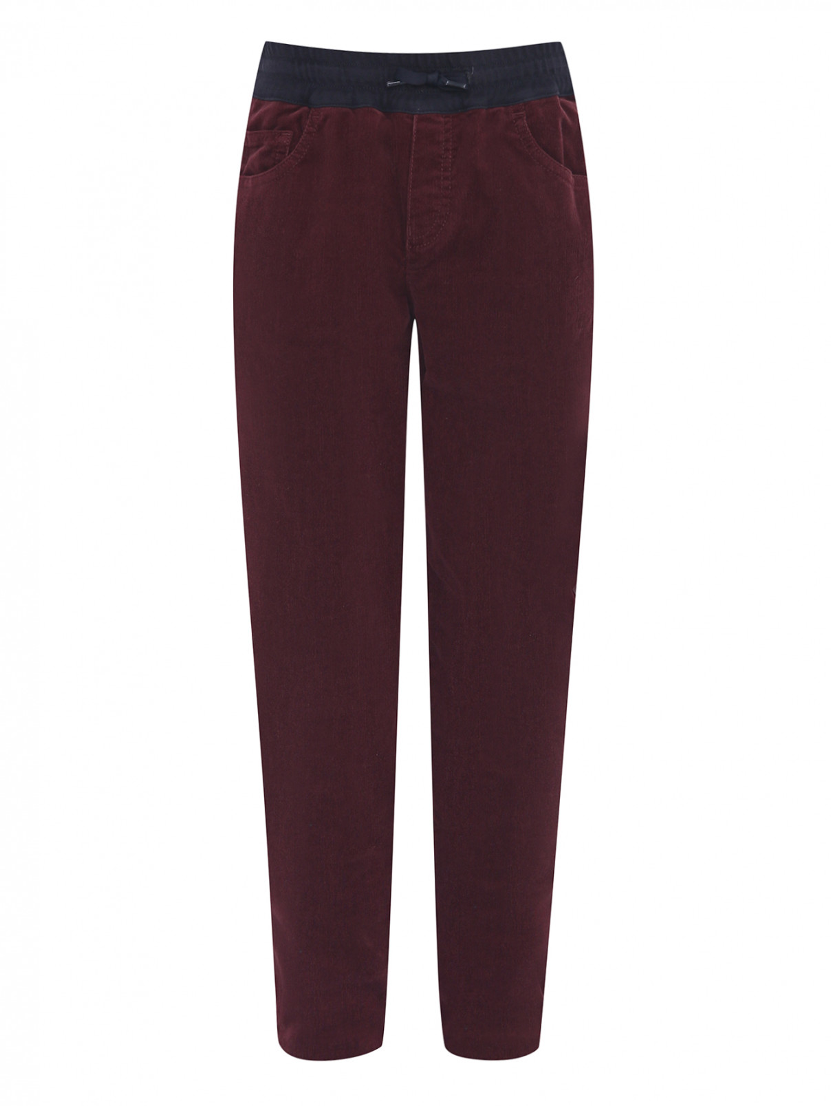 Утепленные брюки из микро-вельвета Emporio Armani  –  Общий вид  – Цвет:  Красный