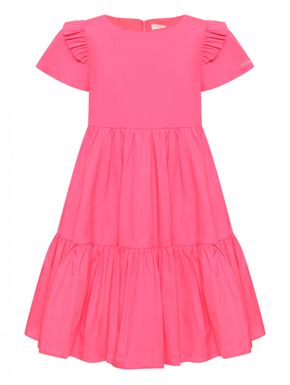 Платье из хлопка со стразами MONNALISA  –  Общий вид  – Цвет:  Розовый