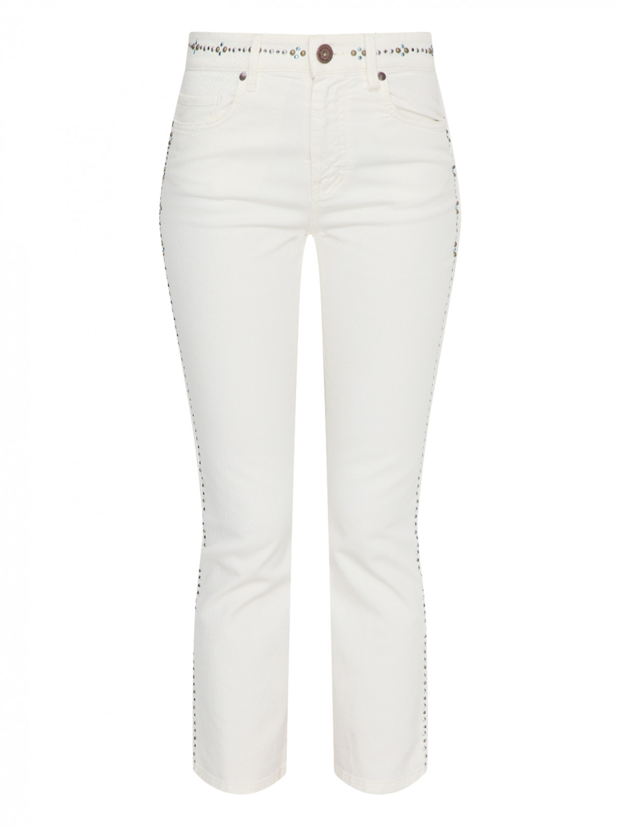 Укороченные джинсы из хлопка с металлической фурнитурой Weekend Max Mara  –  Общий вид  – Цвет:  Белый