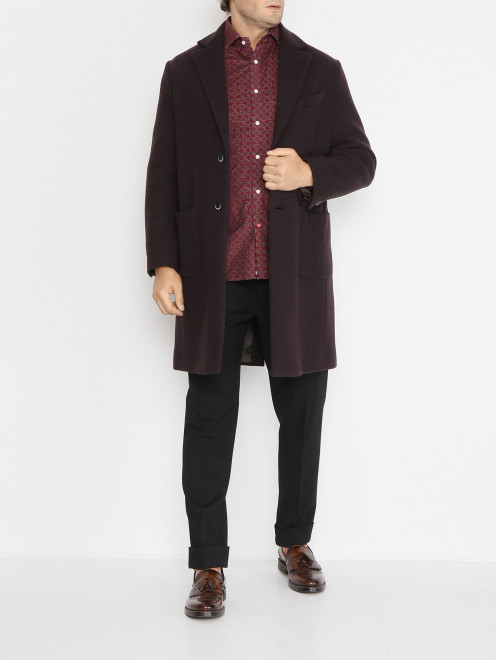 Удлиненное пальто из шерсти с карманами - Общий вид