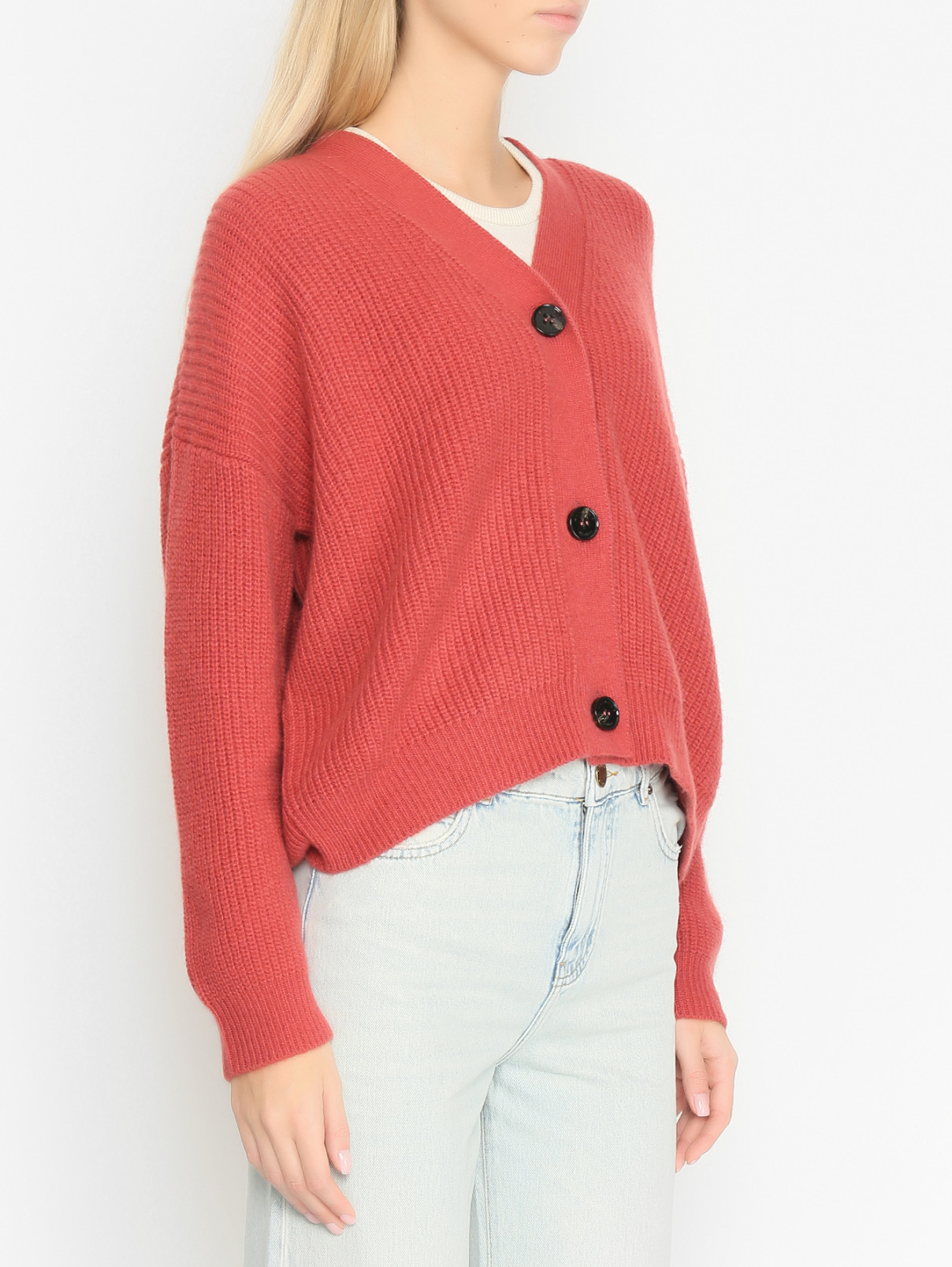 Однотонный кардиган на пуговицах Weekend Max Mara  –  МодельВерхНиз  – Цвет:  Красный
