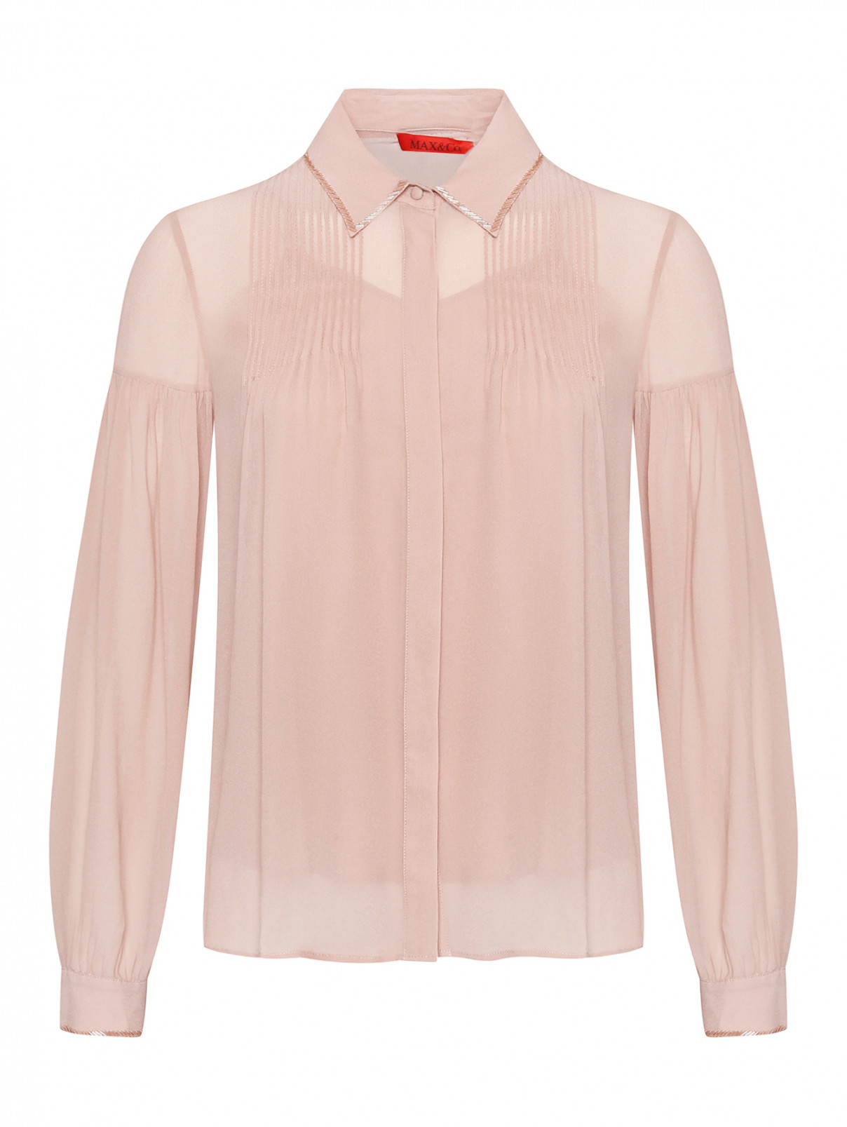 Блуза из вискозы с вышивкой Max&Co  –  Общий вид  – Цвет:  Розовый