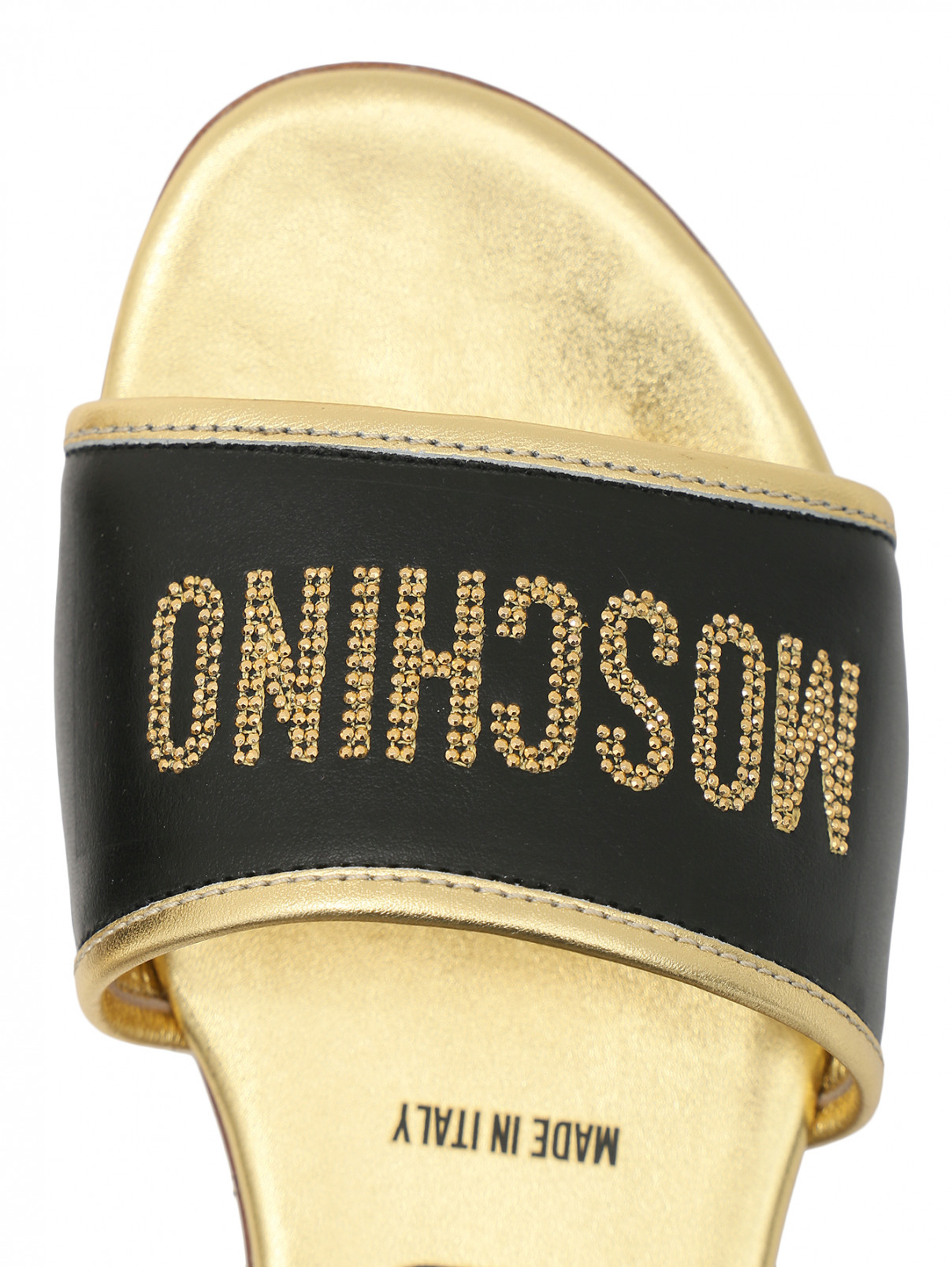 Босоножки на низком каблуке Moschino  –  Обтравка3  – Цвет:  Черный