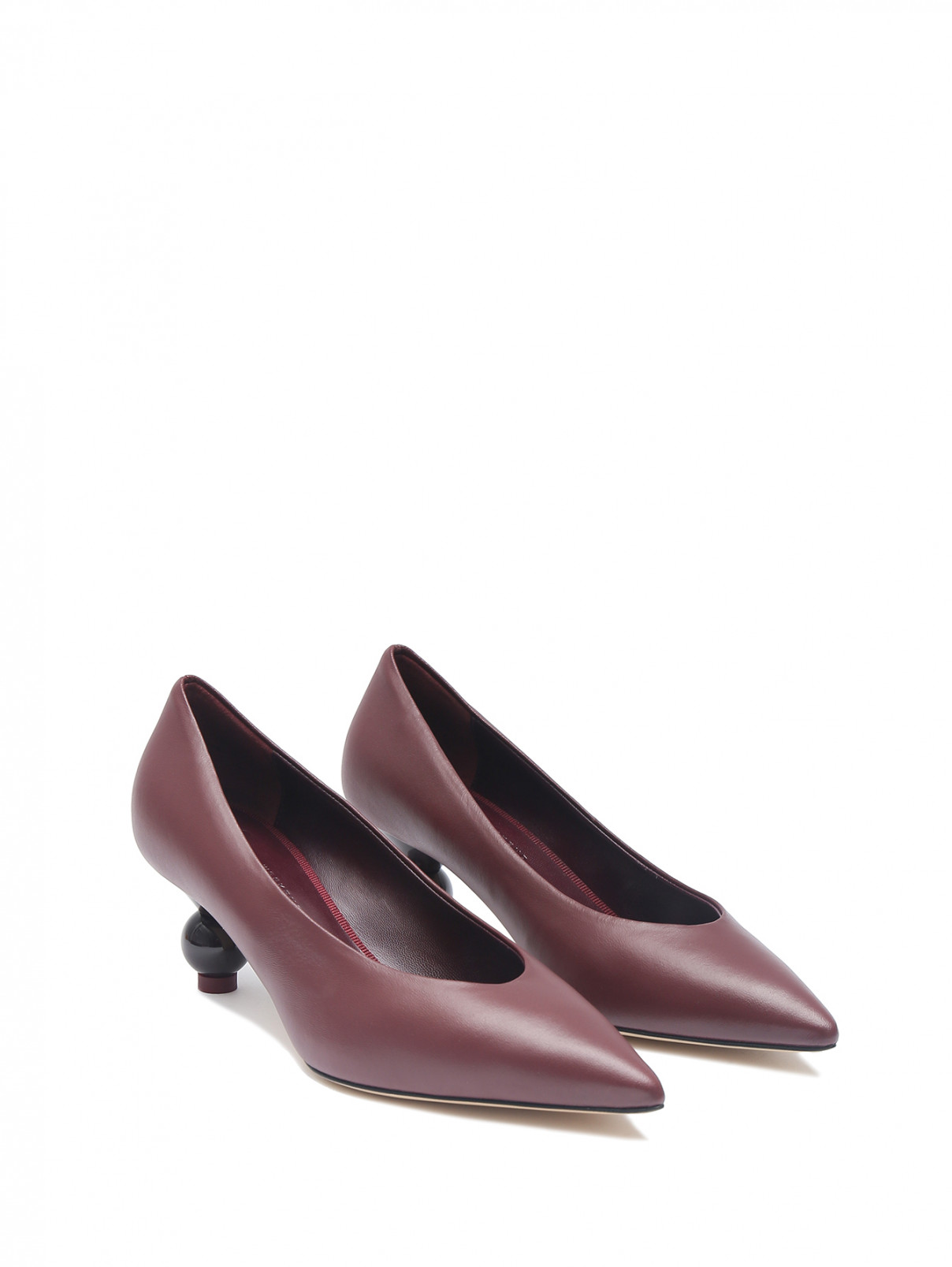 Туфли из кожи с фигурным каблуком Weekend Max Mara  –  Общий вид  – Цвет:  Красный