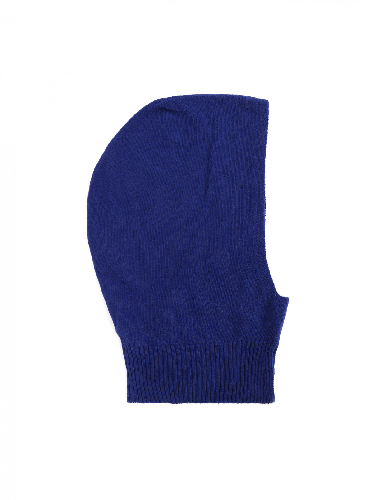 Шапка-капюшон из шерсти мелкой вязки Quis Quis  –  Общий вид  – Цвет:  Синий