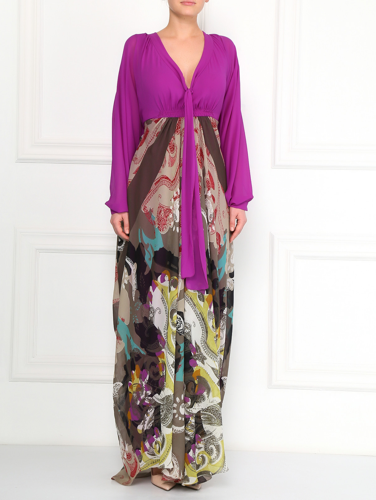 Платье-макси из шелка с принтом Etro  –  Модель Общий вид  – Цвет:  Фиолетовый
