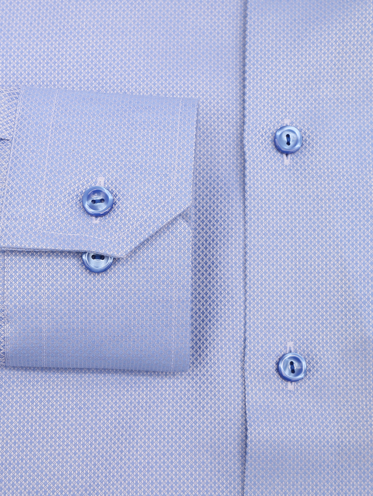 Рубашка из хлопка свободного кроя с узором Eton  –  Деталь1  – Цвет:  Синий