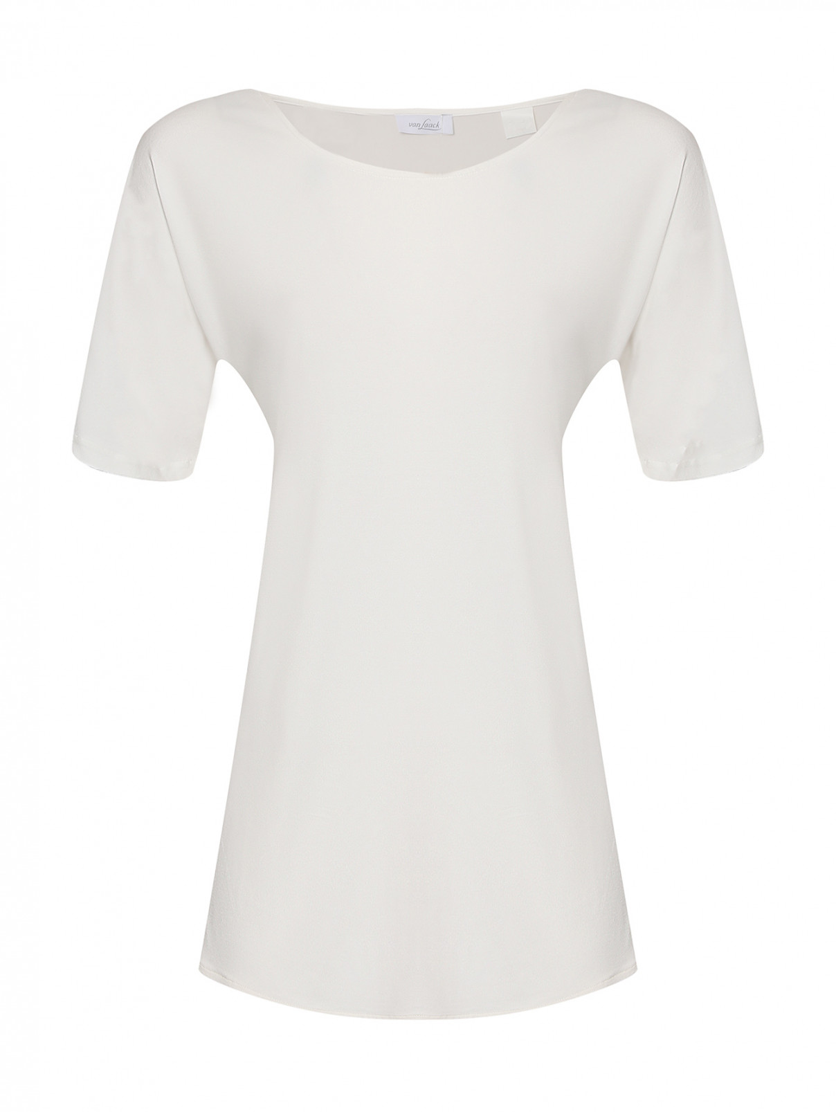 Комбинированная футболка с разрезами Van Laack  –  Общий вид  – Цвет:  Белый