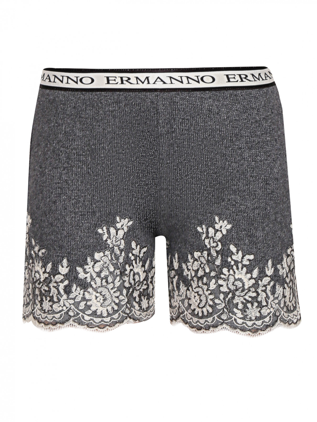 Трикотажные шорты с вышивкой Ermanno Ermanno Scervino  –  Общий вид  – Цвет:  Серый