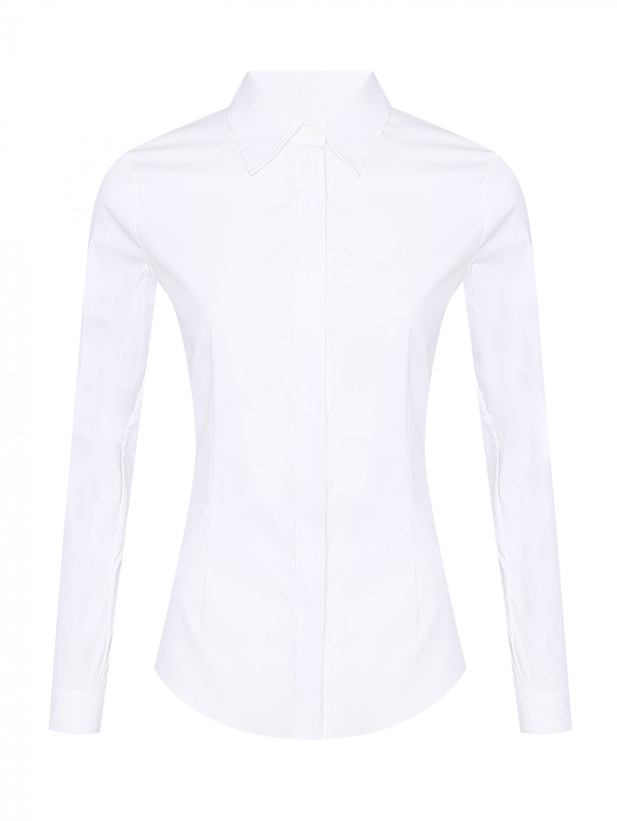 Однотонная рубашка из смешанного хлопка Luisa Spagnoli  –  Общий вид  – Цвет:  Белый