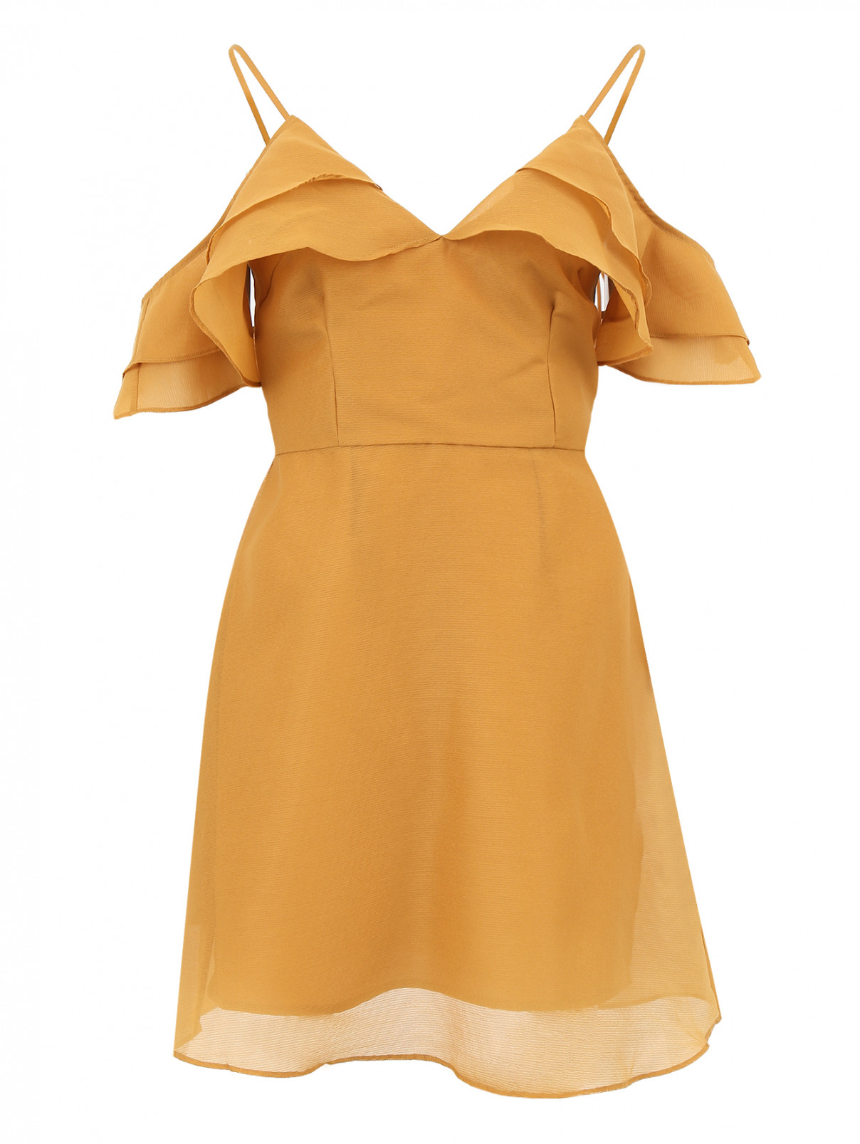 Платье на тонких бретелях с жабо Keepsake  –  Общий вид  – Цвет:  Желтый